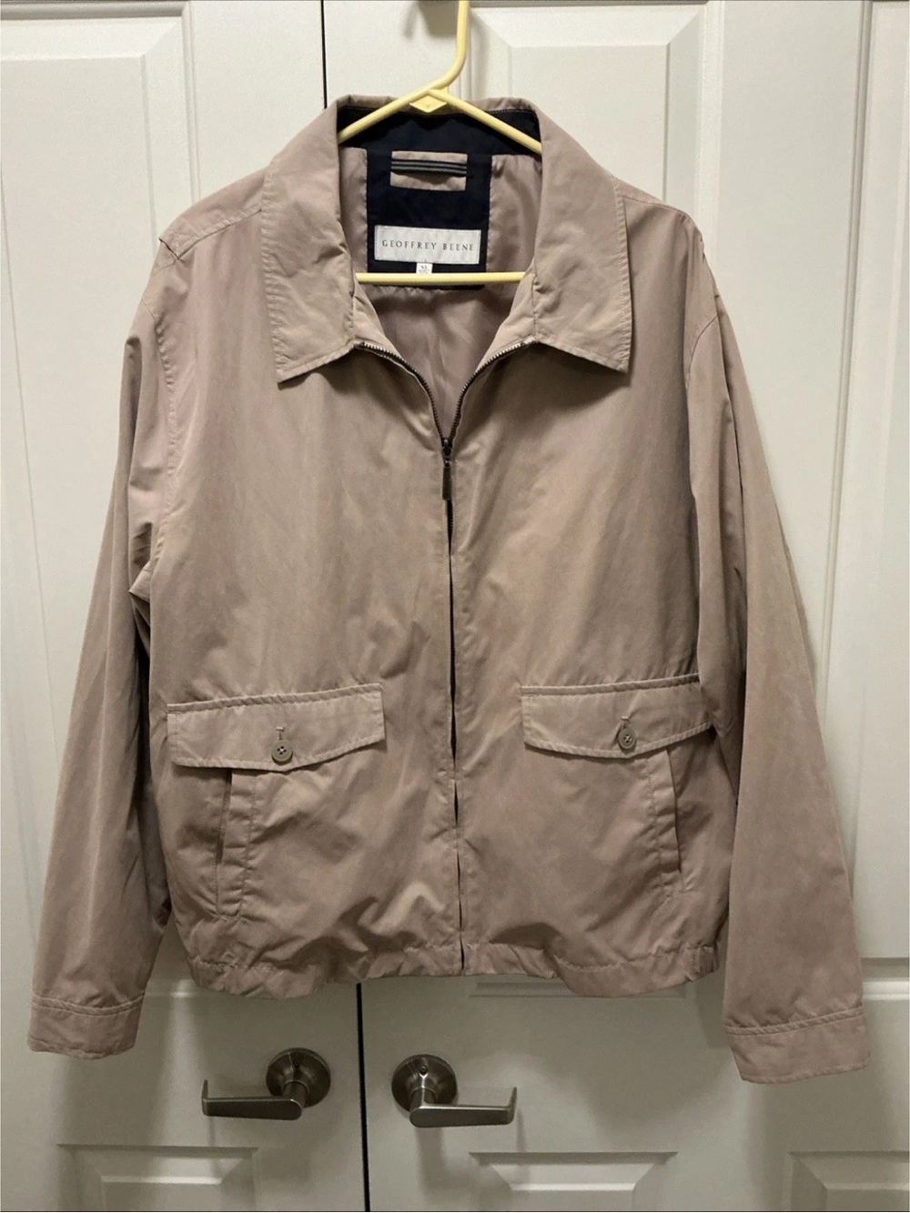 Geoffrey Beene Mens Full Zip Spring Jacket Khaki Size XL Barely Worn